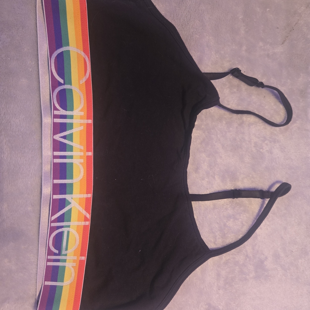 Calvin Klein Black Garment with Multicolor Stitching